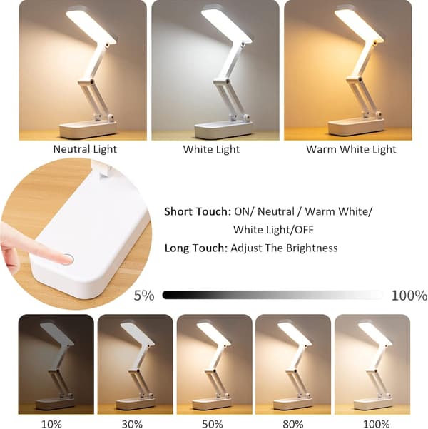 Solbordlampe, USB-opladelig, bærbar, foldbar, 24 LED-solcelle