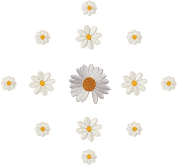 25 stycken Daisy Flower Patch Blom Applikation Stryk-på Lappar Deko
