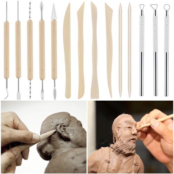 Wooden Clay Tools Lera Keramik Carving Skulptur verktyg för att forma