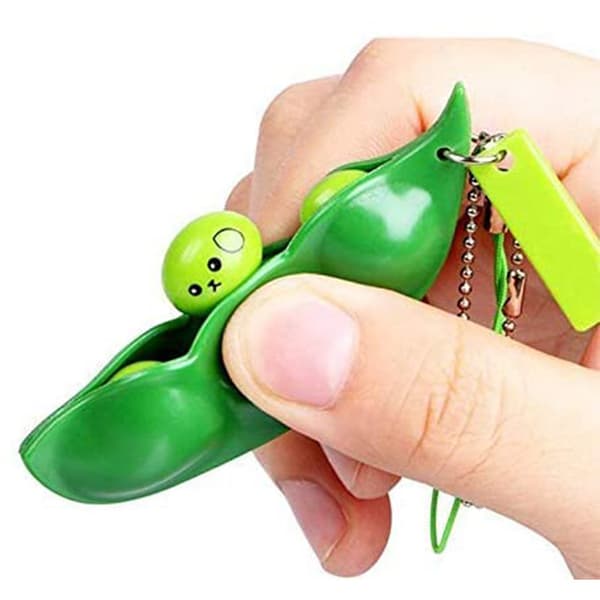 6 st Fidget Leksak Set, Edamame Nyckelring Squeeze-a-bean Sojabönor Eda