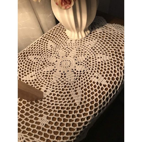 2 stk. Håndlavede Hæklet Bomulds Dug Doilies, Runde