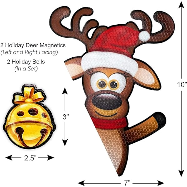 Signs XL 4-delt Refleks Magnetisk Reindeer Bil Sæt - Sjov Jul