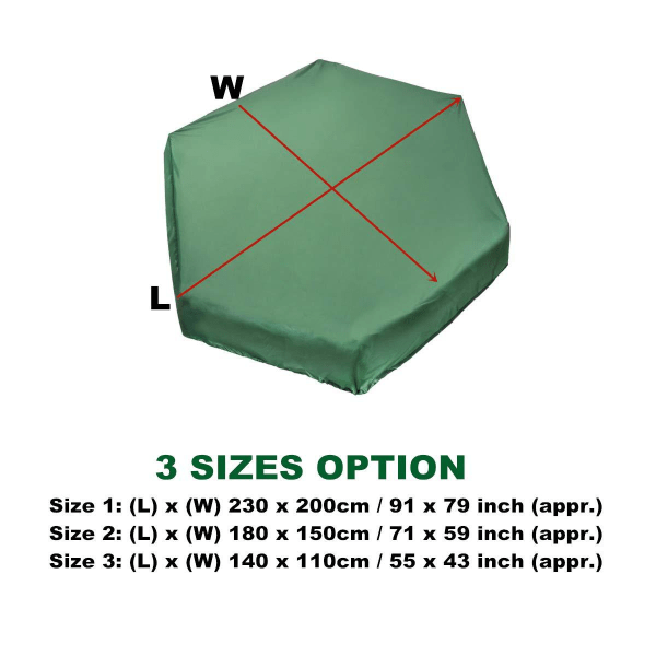 (140*110cm) Grønn Sekskantet Sandkassedeksel 210D Oxford Stoff Leke C