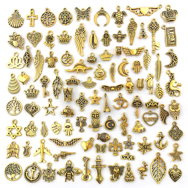 100 stk. Vintage Skeletnøgle Sæt Charms, Blandet Antik Stil Bro