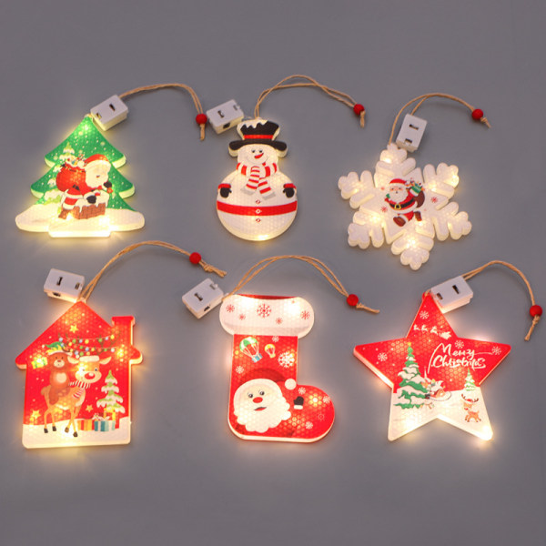 6 stycken jul LED-lampor Julgranshängande dekoration