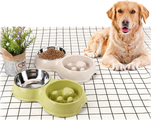 Langsom Foder Skål til Hunde, Rustfrit Stål Anti-kvælnings Hvalpemad