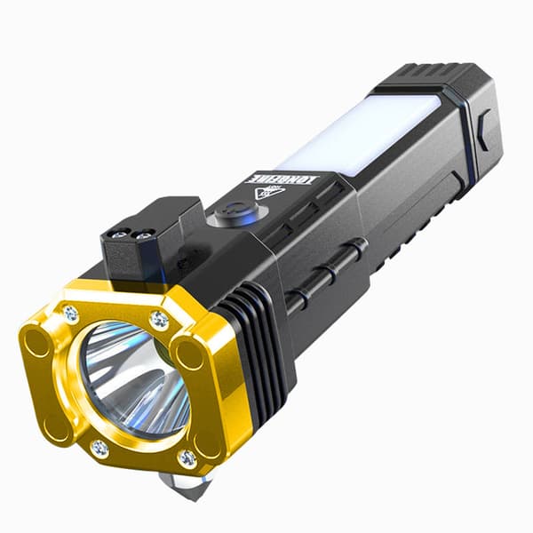 Multifunktionell bilficklampa bilsäkerhetshammare ficklampa USB ch