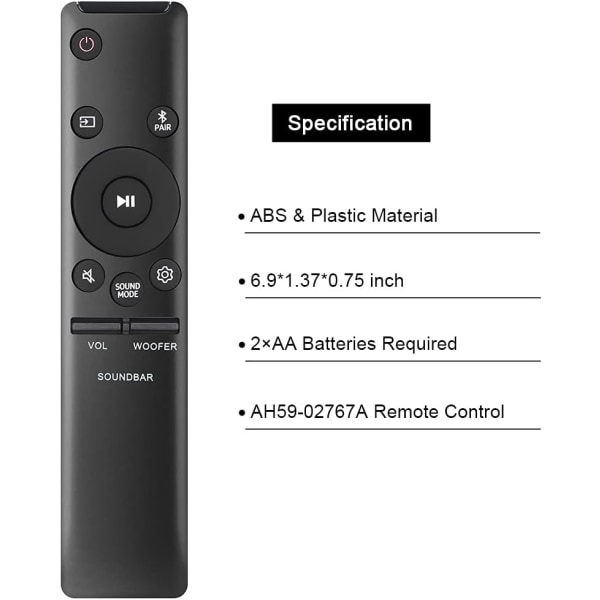 AH59-02767A Universal fjernkontroll erstatning for Samsung Sound