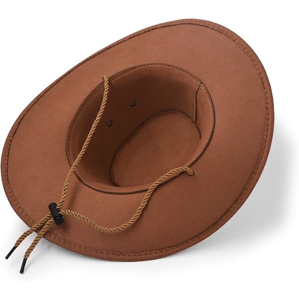 Cowboyhatt, Filt Faux Lær Solhatt, Semsket Reisehatt, Western