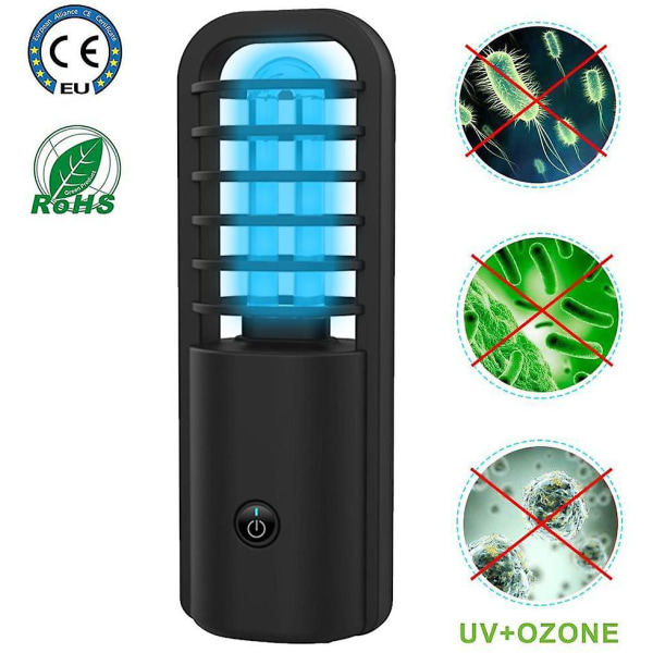 （Sort）UV-desinfeksjonslampe UVC-desinfeksjonslampe mini bærbar d
