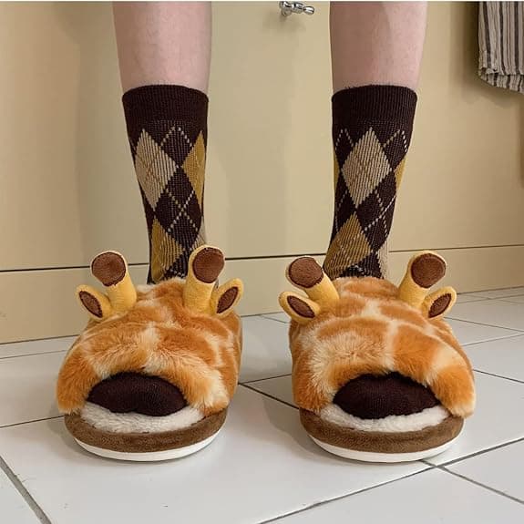 Cartoon Giraff Tofflor i Bomull, Vinter inomhus utomhus Tofflor DXGHC
