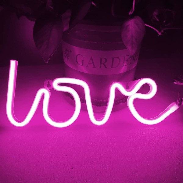 Colording Love Neon Lys Skilt Veggdekor, Batteri og USB Strøm