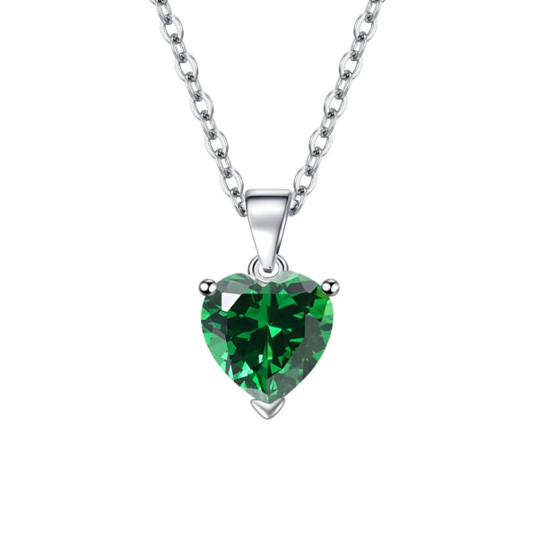 (Green three piece set)Mothers Day Gifts Silver Chain 8mm Heart B