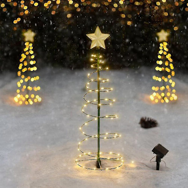 Solar Powered Led Spiral Julgransljus Hemma Trädgård Fes DXGHC