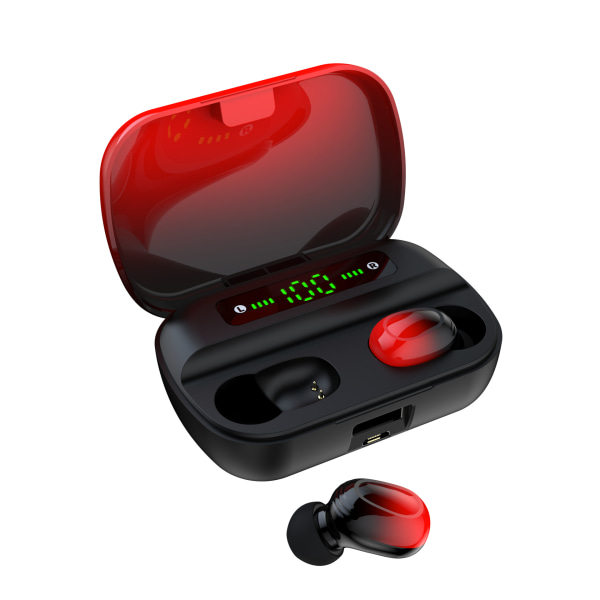 （Red）Wireless headset mini Bluetooth sports headset headset LED d