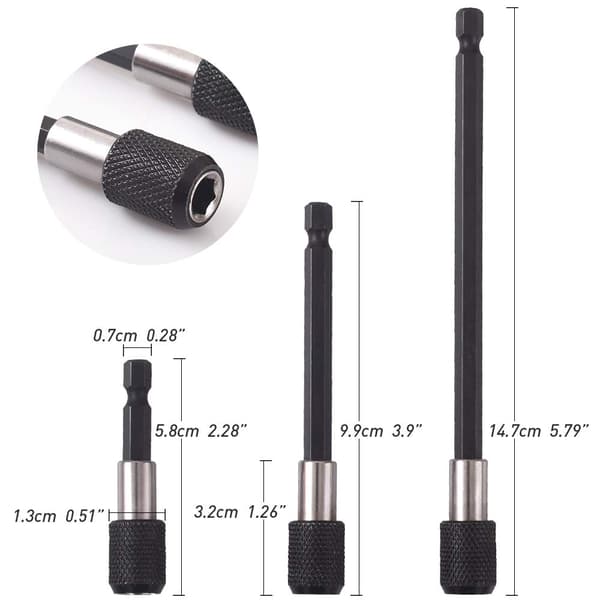 1 Set 1/4\" Flexibel Borrbit Förlängning, 3 Snabbväxlande Magnetiska