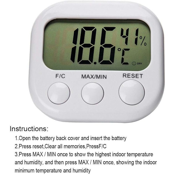 1 stk. Digital LCD Termometer Udendørs Indendørs Hygrometer Luftfugtighed