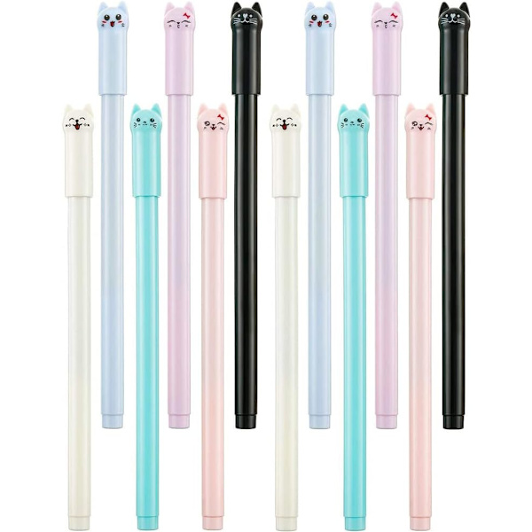 6 stk./sæt Kawaii Tegneserie Kat Gelpen til Pigegave Sød Kontorartikler