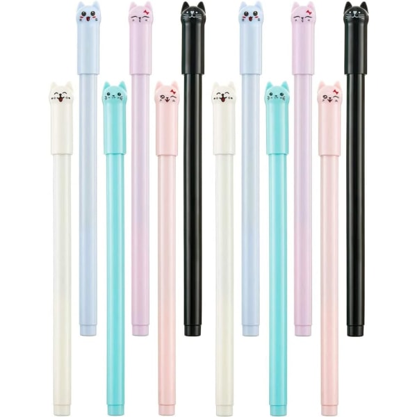 6st/ set Kawaii Cartoon Cat Gel Penna för flicka present söta brevpapper