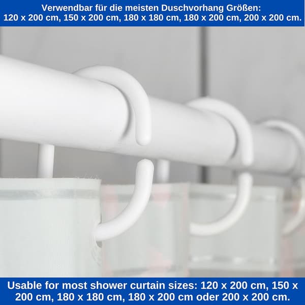 Vita duschdraperiringar, 12-pack, Diameter 4,6 x 2,9 cm, fo