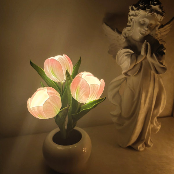 LED Tulpan Blomkruka Ljus Simuleringsblomkruka Keramik Ljus At