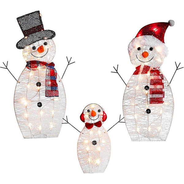 Set av 3 utomhus snögubbe juldekorationer, utanför Chri DXGHC