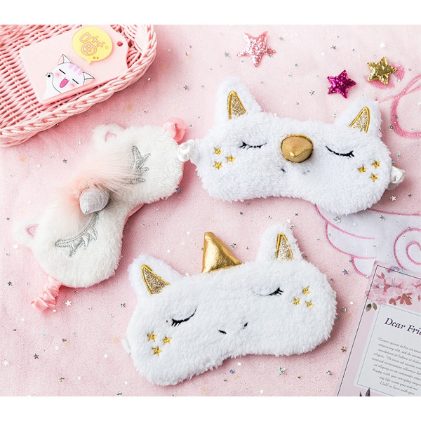 Plush Sömnmaskar Söta 3D Fluffiga Enhörning Ögonmask Djur Sömn DXGHC