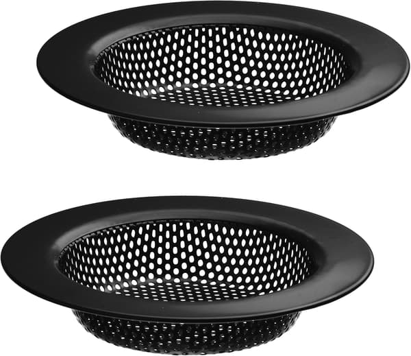 2-pack - 4,5” Topp / 3” Korg - Svart Rostfritt Stål Köksavlopp