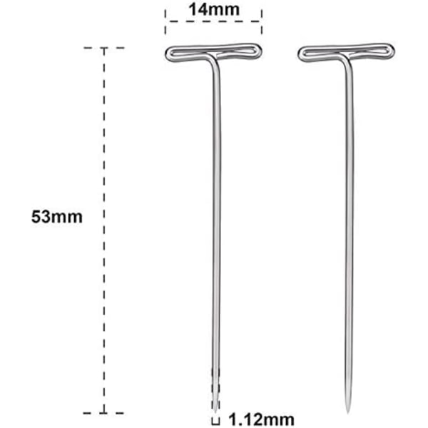 70 stk. 2 tommer T-nåle med plastikboks, sølv