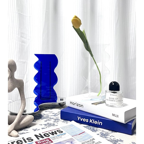 Klar Akryl Vase, Geometrisk Akryl Blomster Vase, Høj Bølgeform