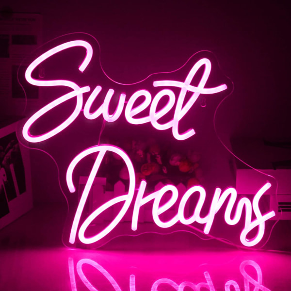 Neonlys for veggdekor, rosa LED Neon-skiltbokstav Dream Neon S