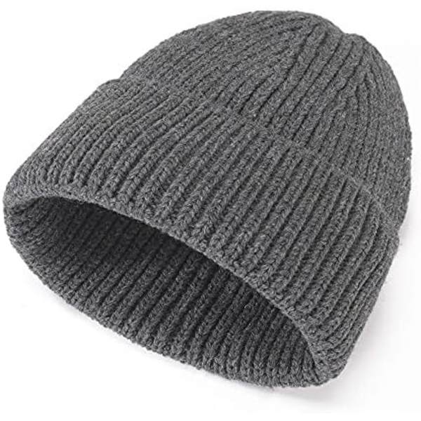 Grå Good Threads Beaniehatt Varm Strikket Hatt Tykk Strikket Skallehette