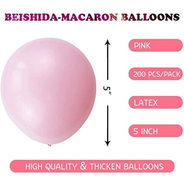 200 bitar pastell rosa ballonger 5 tums mini macaron latex ballong