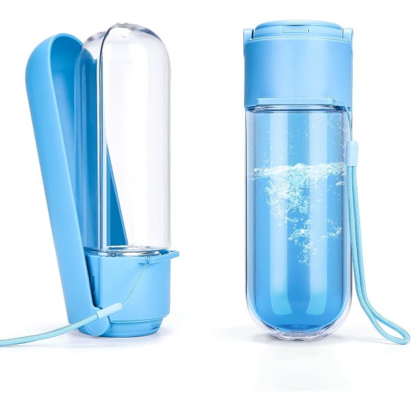 Hundevannflaske 420ml, Vannflaske for Hunder med Integrert Skål DXGHC