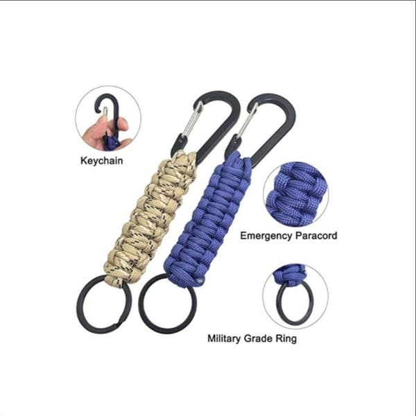 5-pack Paracord Nyckelring med Karabinkrok, Flätat Snöre för K