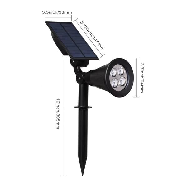 [2 Pak] Solcelle LED Overlyss, 4 LED Solcellelys, Vandafvisende Udendørs