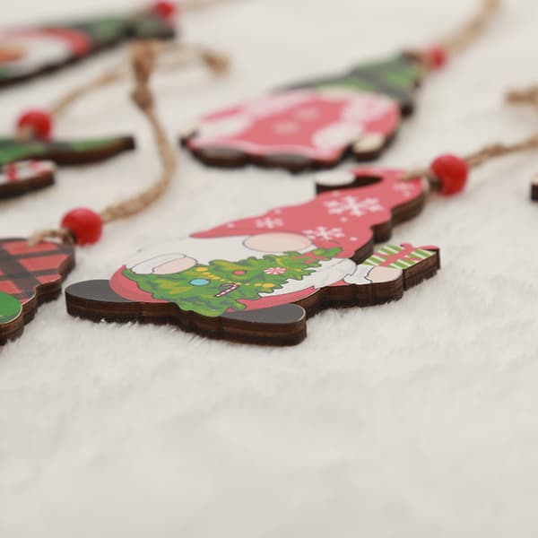 8 Stykker Julepynt Trykt Træ Rudolph Lille Væghæng