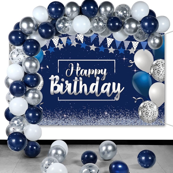 Marinblå födelsedagskonfettiballonger Set med 50 delar Blue Birthd