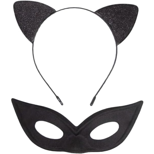 Glitter Cat Ear Head + Cat Mask | Barn- och vuxenfest, jul