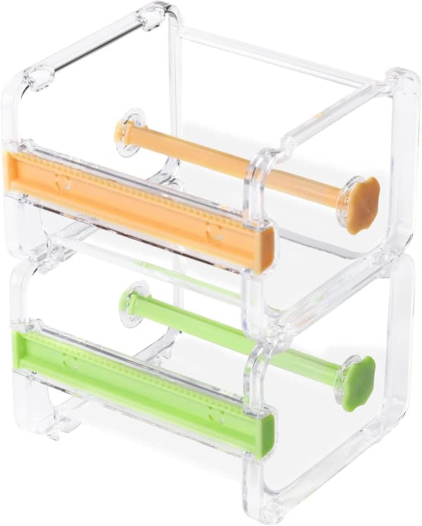 2-pack kontorsdispenser för transparent multi-washi-tejp, tejpskärare
