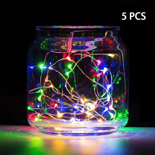 5-pack 1M 10 LED Silvertråd Fairy String Lights LED Firefly Ljus