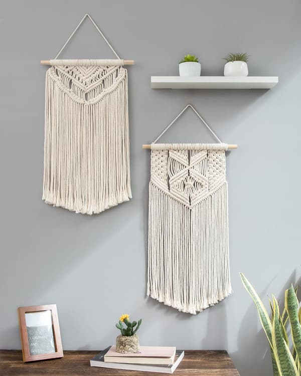 2 st Väggdekoration i spets, vävd boho-stil, hemdekoration