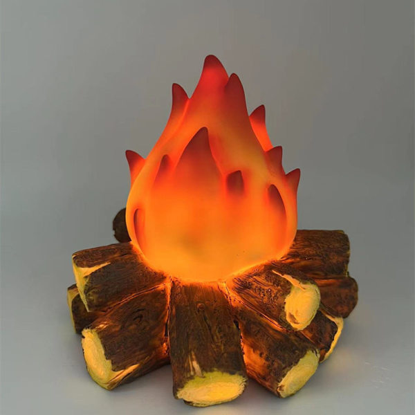 Falsk bål, 3D kunstige peisvedkubber realistiske batteridrevne flammefri falsk ildflamme for Halloween jul camping