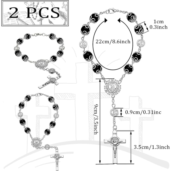 Saint Benedict Car Rosary 2 Pieces Auto Rearview Mirror Hanging R