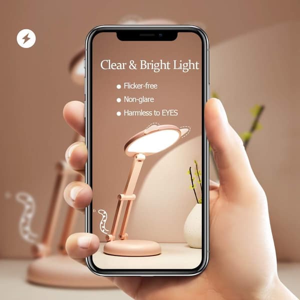 Skrivebordslampe Øye Beskyttelse Læring LED Oppladbar Plug-In Foldbar