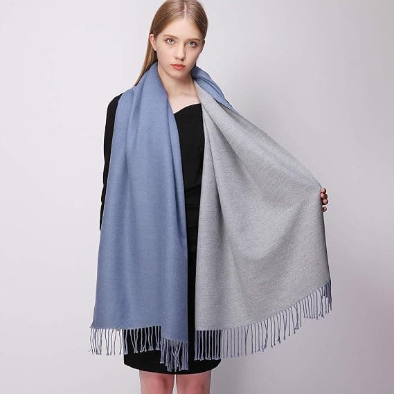 Ullskjerf Vinter Sjal For Kvinner Lang Stor Tykk Varm Reversibel