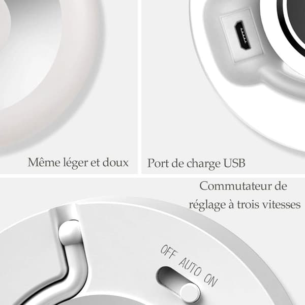 (Hvit) USB-ladbart LED nattlys, nattlys nattlys