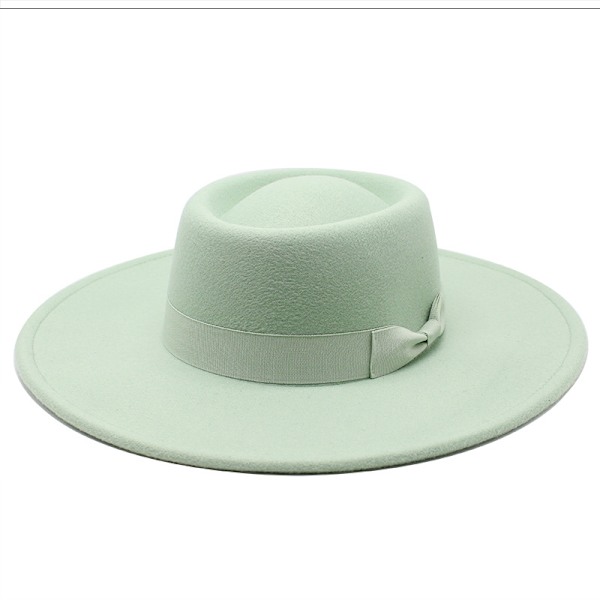 Rund top bowler hat i enkel, ensfarvet uld tweed til efterår og vinter