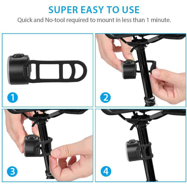 2 stk. LED cykellys, cykel for- og baglys, USB opladning