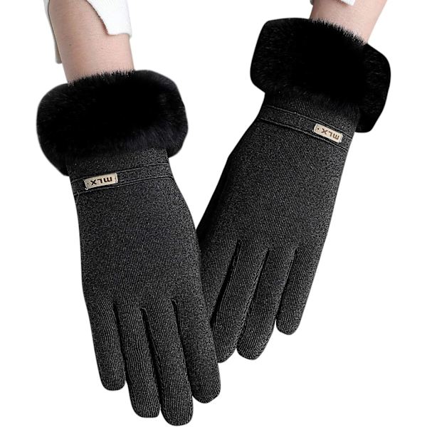 Vinterhandskar för kvinnor, varma, fleecefodrade, stretchiga, tjocka, pekskärm